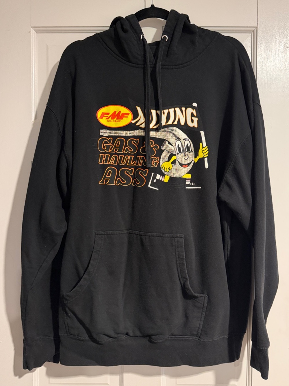 FMF Black Pullover Hoodie with Retro Racing Print
